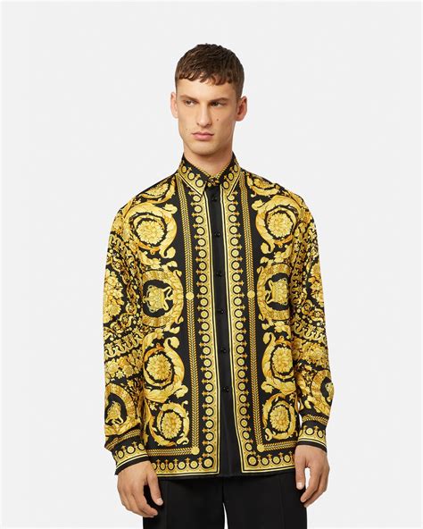 camisa de seda hombre versace|VERSACE.